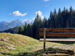 Mehrere Sitzgelegenheiten am Mottakopf laden eine die Aussicht zu genießen.